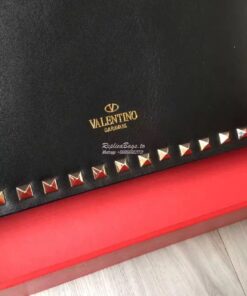 Replica Valentino Garavani Rockstud Flap Wristlet Clutch Bag Black