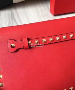 Replica Valentino Garavani Rockstud Flap Wristlet Clutch Bag Red