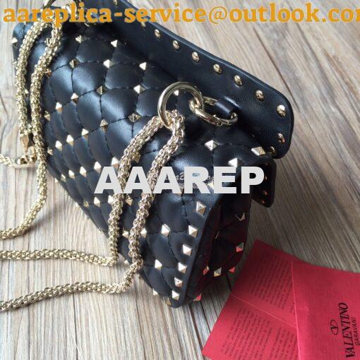 Replica Valentino Garavani Rockstud Spike Quilted Leather Chain bag Bl 5