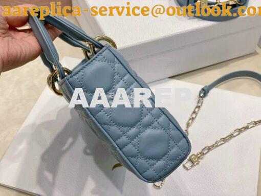 Replica Dior Lady D-Joy Bag Horizon Blue Cannage Lambskin M0540O 5