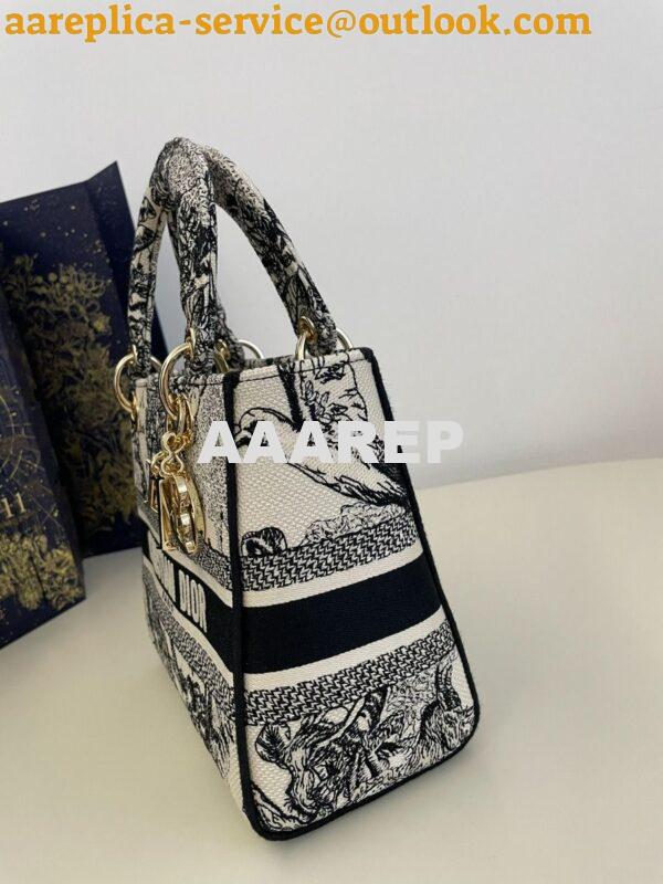 Replica Dior Medium Lady D-Lite Bag Latte and Black Zodiac Embroidery 5
