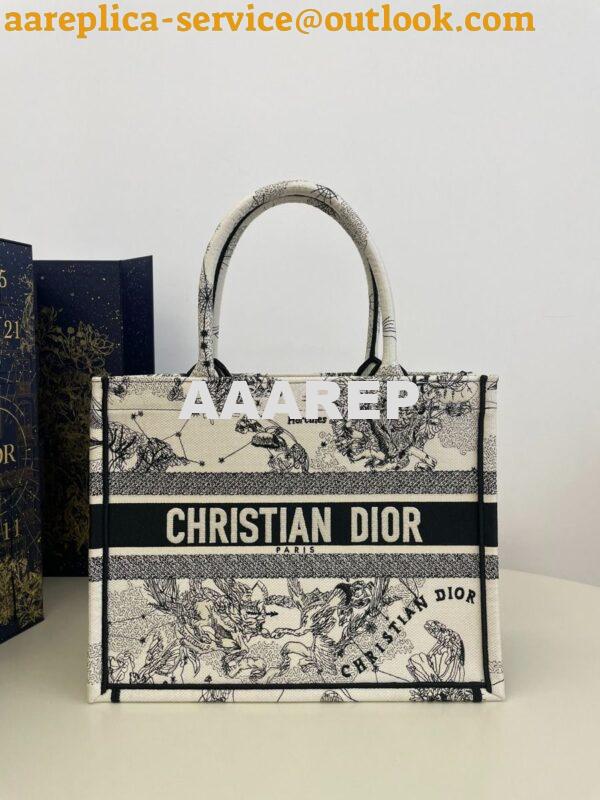 Replica Dior Book Tote bag in Latte and Black Zodiac Embroidery 2