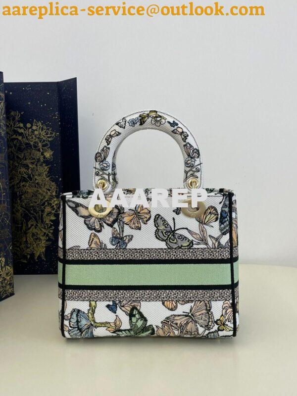 Replica Dior Medium Lady D-Lite Bag White Toile de Jouy Mexico Embroid 5