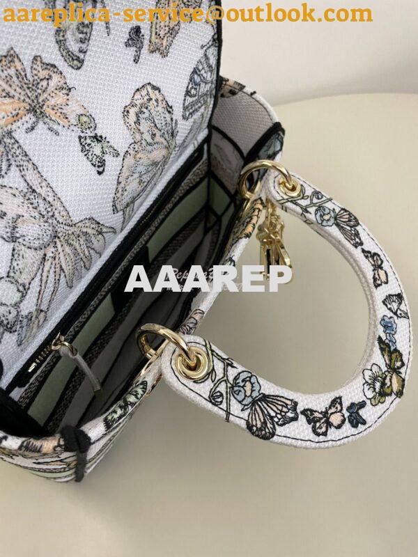 Replica Dior Medium Lady D-Lite Bag White Toile de Jouy Mexico Embroid 8