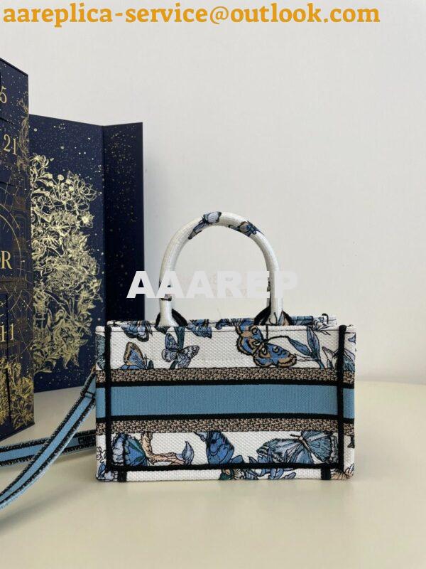 Replica Dior Mini Book Tote With Strap White and Pastel Midnight Blue 9