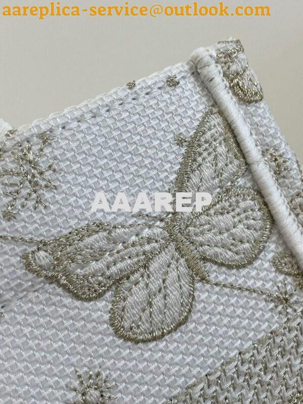 Replica Dior Book Tote bag in Gold-Tone and White Butterfly Zodiac Emb 6