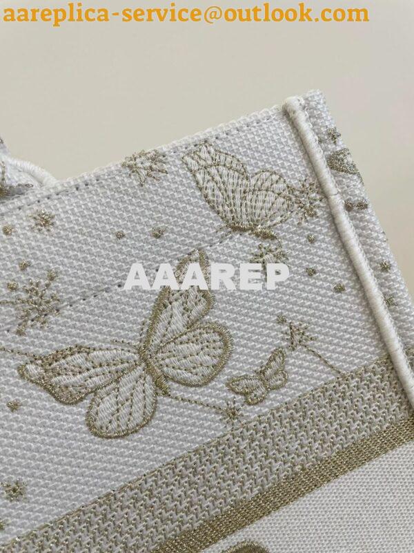 Replica Dior Book Tote bag in Gold-Tone and White Butterfly Zodiac Emb 15