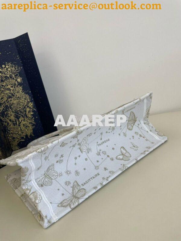 Replica Dior Book Tote bag in Gold-Tone and White Butterfly Zodiac Emb 19