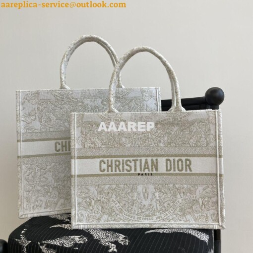 Replica Dior Book Tote bag in Gold-Tone and White Butterfly Around The