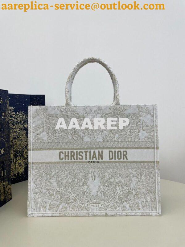 Replica Dior Book Tote bag in Gold-Tone and White Butterfly Around The 2