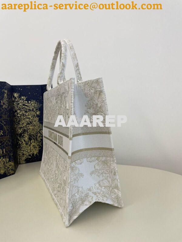 Replica Dior Book Tote bag in Gold-Tone and White Butterfly Around The 3