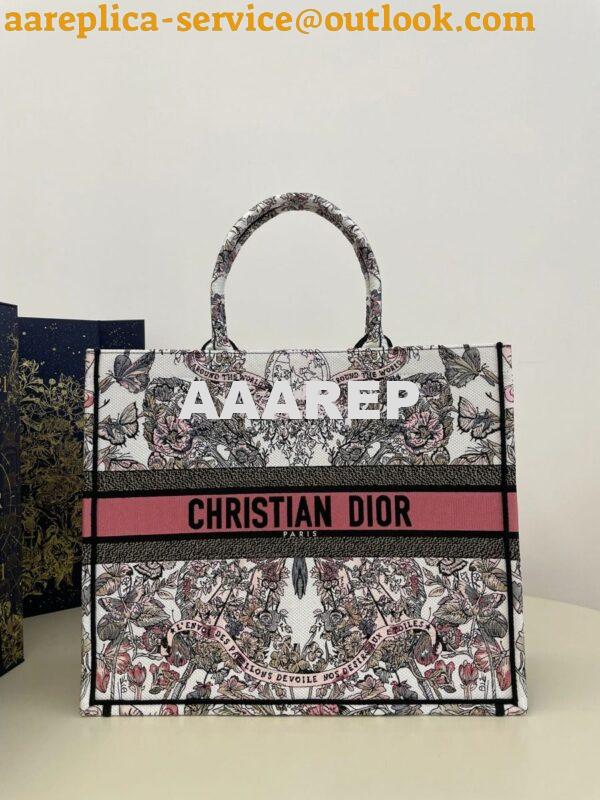 Replica Dior Book Tote bag in Pastel Pink and White Butterfly Around T 12