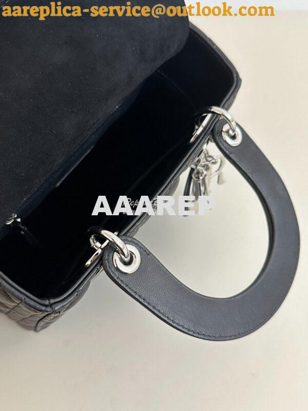 Replica Dior My ABCdior Lady Dior Bag M0538 Silver Hardware Black Cann 7