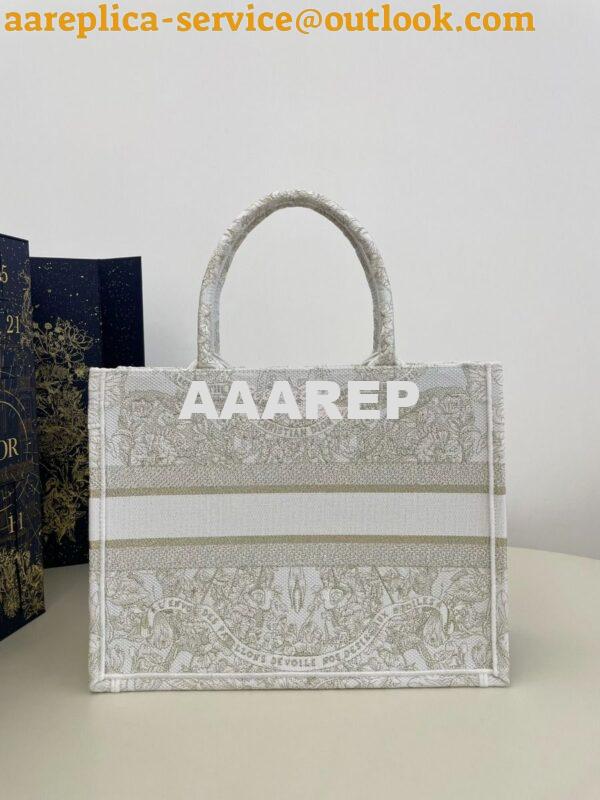 Replica Dior Book Tote bag in Gold-Tone and White Butterfly Around The 17