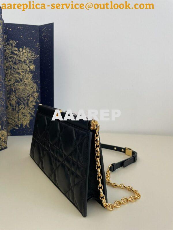 Replica Dior Caro Colle Noire Clutch With Chain Black Cannage Lambskin 3