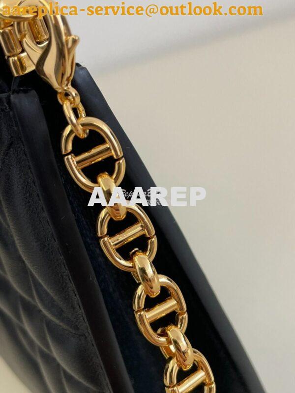 Replica Dior Caro Colle Noire Clutch With Chain Black Cannage Lambskin 6