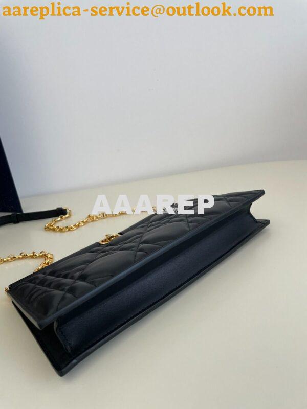 Replica Dior Caro Colle Noire Clutch With Chain Black Cannage Lambskin 10