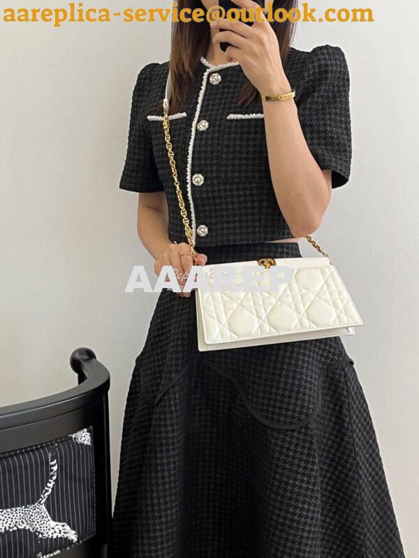 Replica Dior Caro Colle Noire Clutch With Chain Latte Cannage Lambskin 7