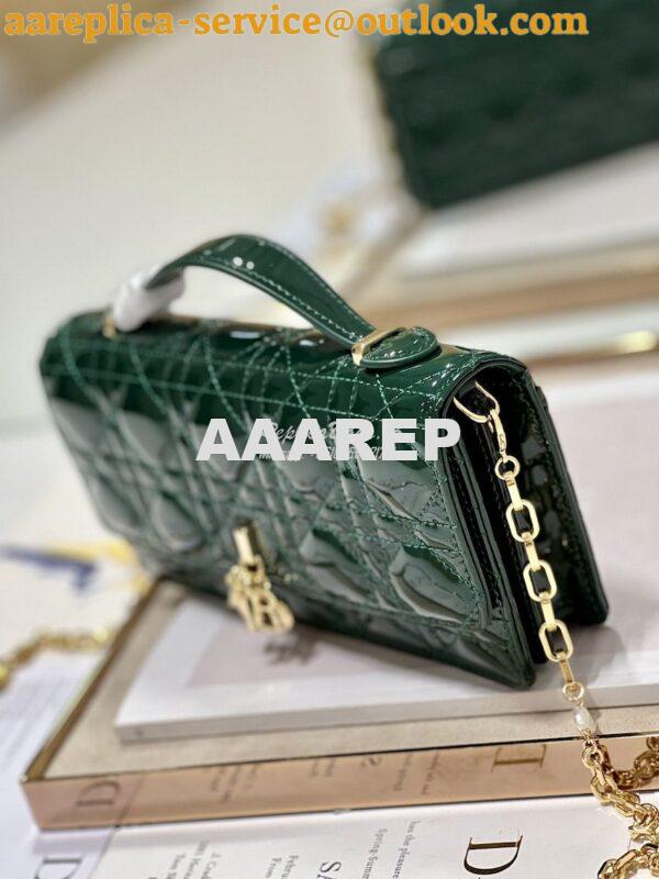 Replica Dior Miss Dior Mini Bag Green Cannage Patent Calfskin S0980O 4