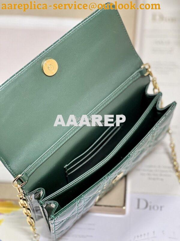 Replica Dior Miss Dior Mini Bag Green Cannage Patent Calfskin S0980O 6