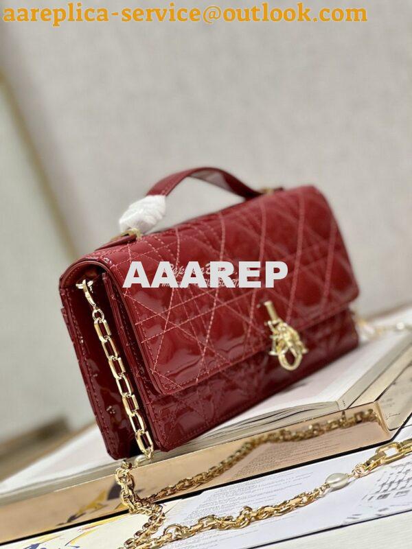Replica Dior Miss Dior Mini Bag Red Cannage Patent Calfskin S0980O 2