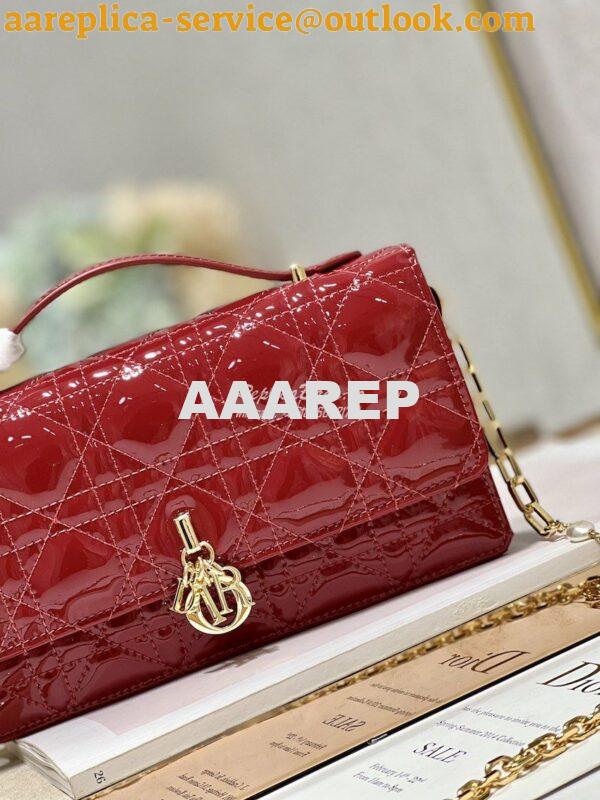Replica Dior Miss Dior Mini Bag Red Cannage Patent Calfskin S0980O 3