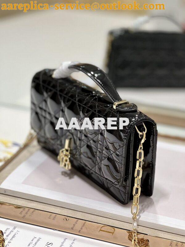 Replica Dior Miss Dior Mini Bag Black Cannage Patent Calfskin S0980O 2
