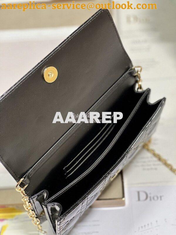 Replica Dior Miss Dior Mini Bag Black Cannage Patent Calfskin S0980O 7