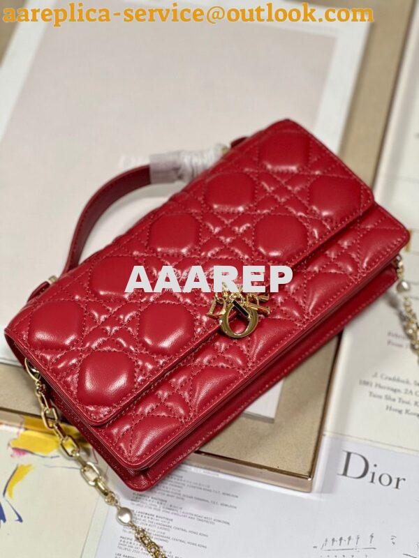 Replica Dior Miss Dior Mini Bag Red Cannage Lambskin S0980O 4