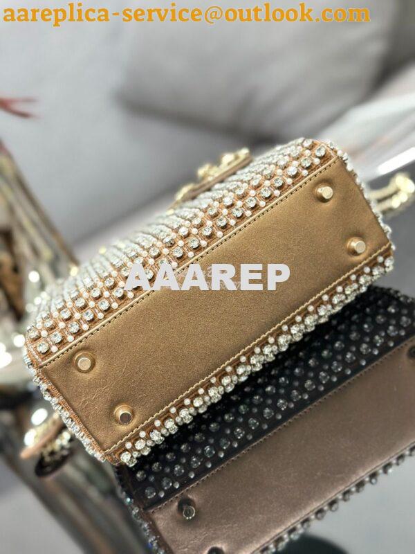 Replica Dior Mini Lady Dior Bag Gold Square-Pattern Embroidery Set wit 8