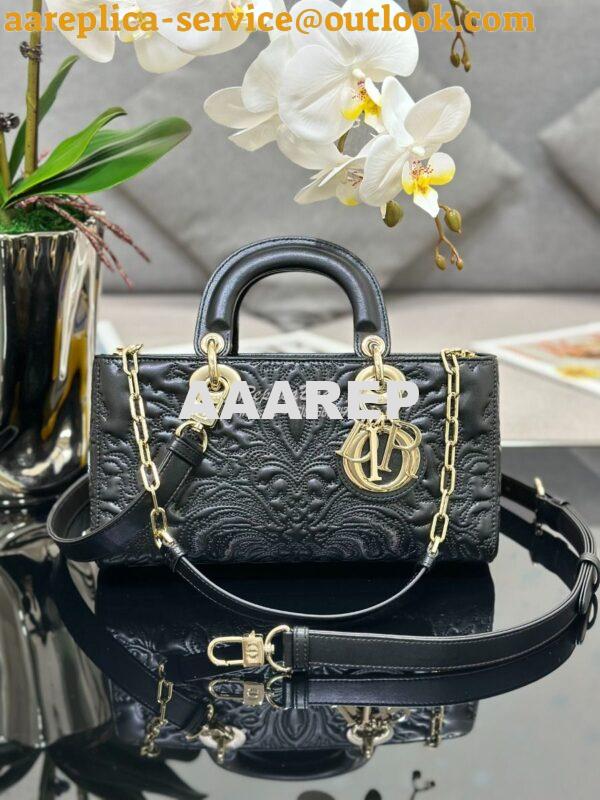 Replica Dior Lady D-Joy Bag Black Quilted-Effect Lambskin with Ornamen 2
