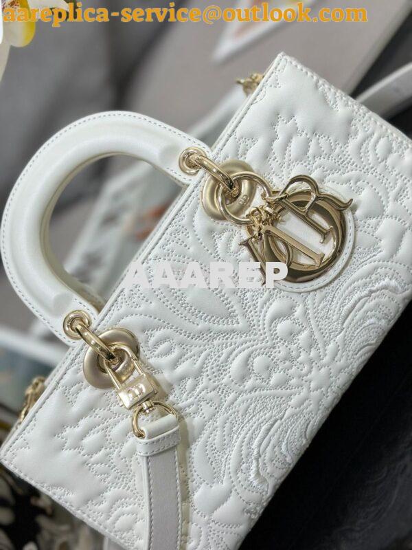 Replica Dior Lady D-Joy Bag Latte Quilted-Effect Lambskin with Ornamen 4