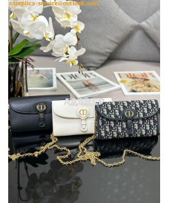 Replica Dior Bobby East-west Pouch With Chain Black Smooth Calfskin S5