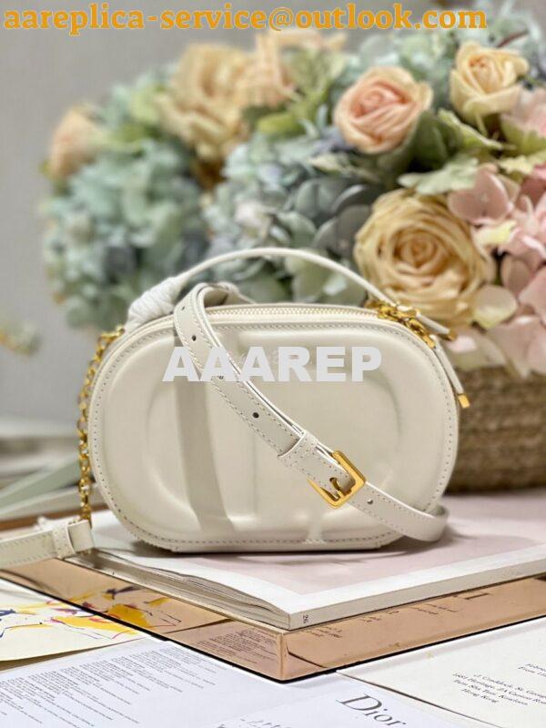 Replica Dior CD Signature Oval Camera Bag Latte Calfskin with Embossed 2