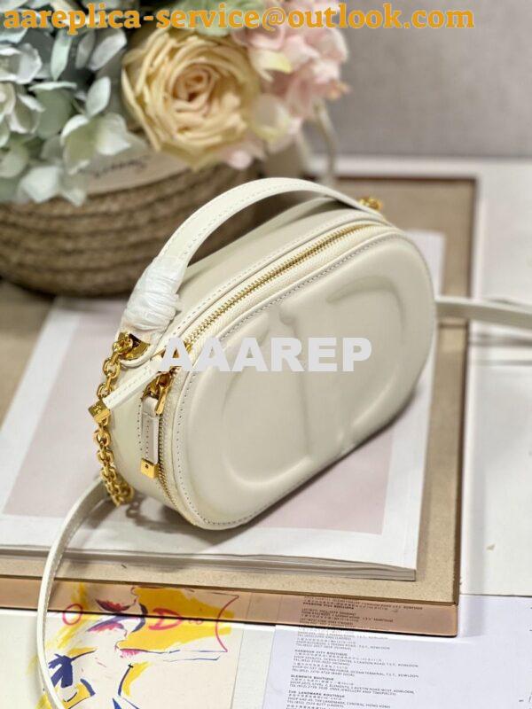 Replica Dior CD Signature Oval Camera Bag Latte Calfskin with Embossed 3