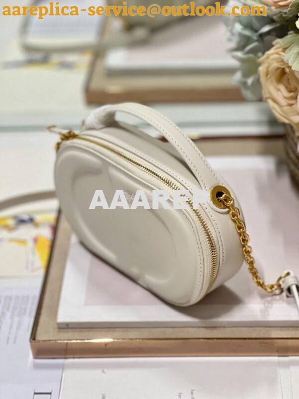 Replica Dior CD Signature Oval Camera Bag Latte Calfskin with Embossed 4