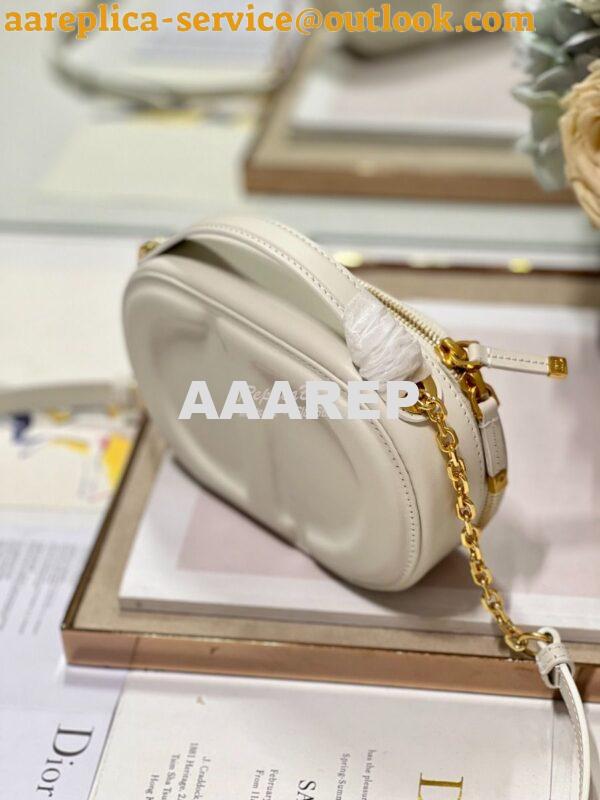 Replica Dior CD Signature Oval Camera Bag Latte Calfskin with Embossed 6