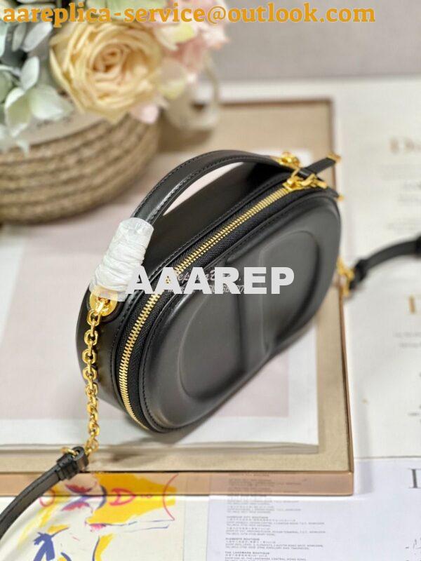 Replica Dior CD Signature Oval Camera Bag Black Calfskin with Embossed 3