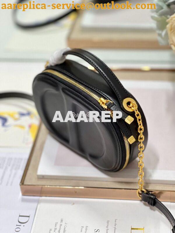 Replica Dior CD Signature Oval Camera Bag Black Calfskin with Embossed 4