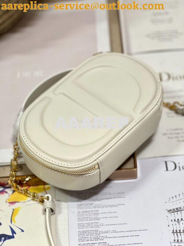 Replica Dior CD Signature Oval Camera Bag Latte Calfskin with Embossed 8