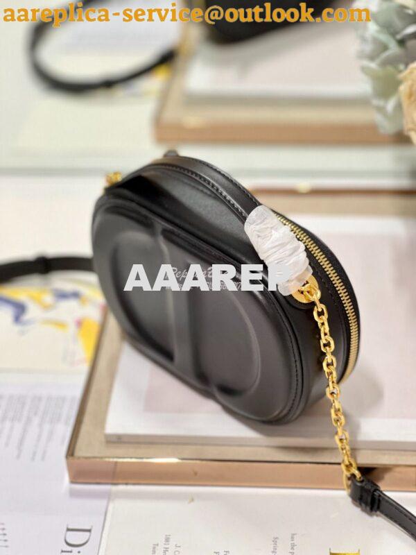 Replica Dior CD Signature Oval Camera Bag Black Calfskin with Embossed 7