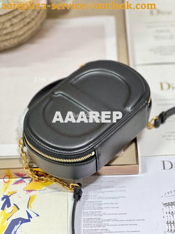Replica Dior CD Signature Oval Camera Bag Black Calfskin with Embossed 8