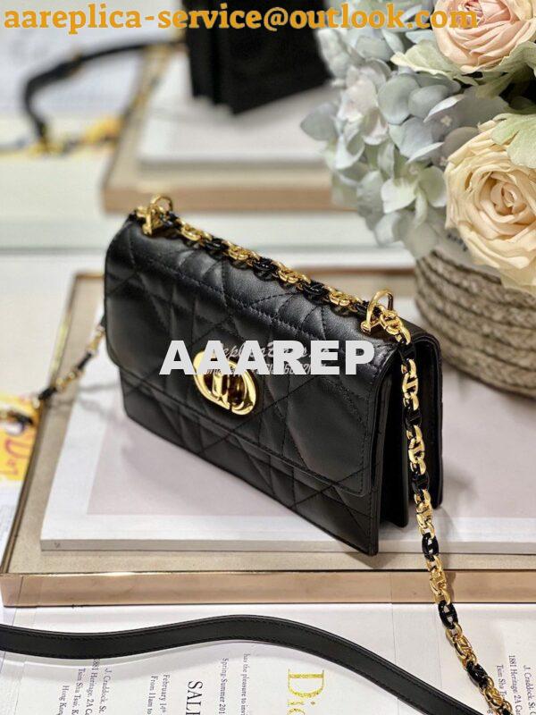 Replica Dior Miss Caro Mini Bag Macrocannage Lambskin S5169U Black 3