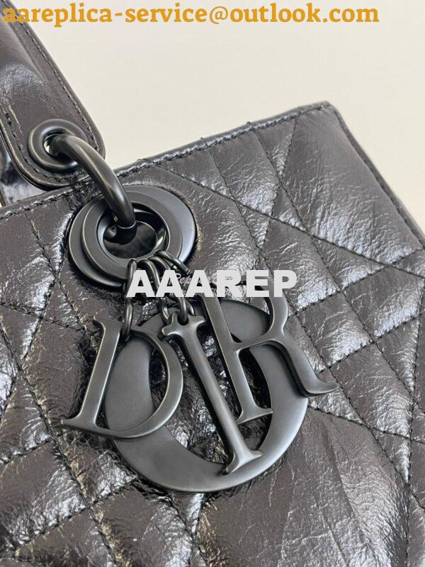 Replica Dior Medium Lady D-Sire My ABCDior Bag Black Macrocannage Crin 2