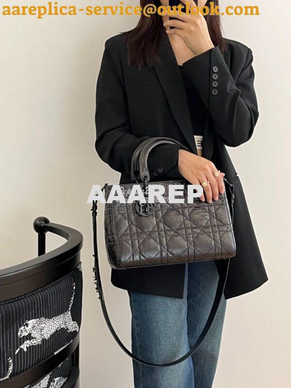 Replica Dior Medium Lady D-Sire My ABCDior Bag Black Macrocannage Crin 10