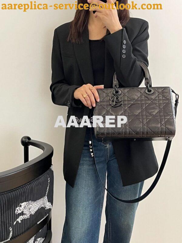 Replica Dior Medium Lady D-Sire My ABCDior Bag Black Macrocannage Crin 12