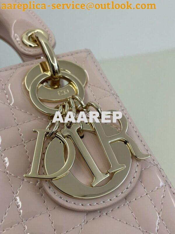 Replica Dior Quilted Powder Pink Patent Leather Mini Lady Dior Bag 3
