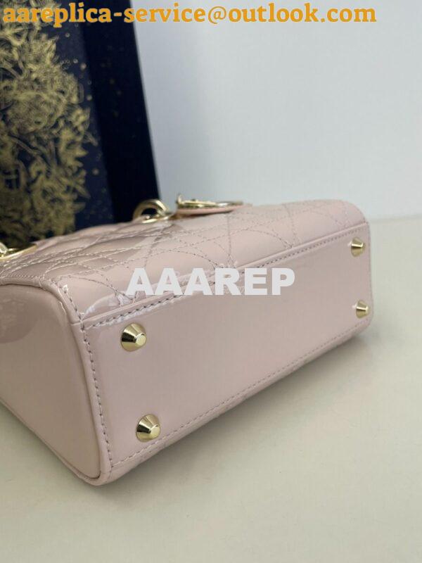 Replica Dior Quilted Powder Pink Patent Leather Mini Lady Dior Bag 9