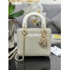 Replica Dior Mini Lady Dior Latte Calfskin Embroidered with Full Resin