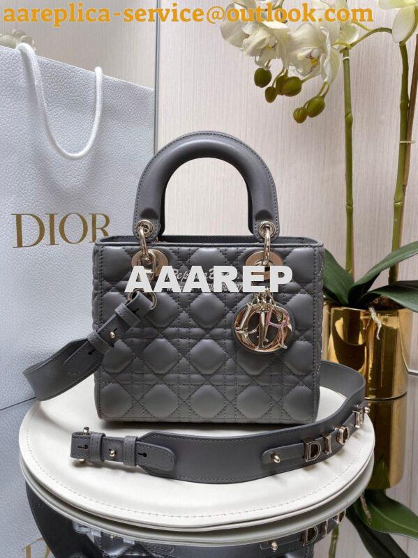 Replica Dior My ABCdior Lady Dior Bag Lambskin M0538 Gray 2